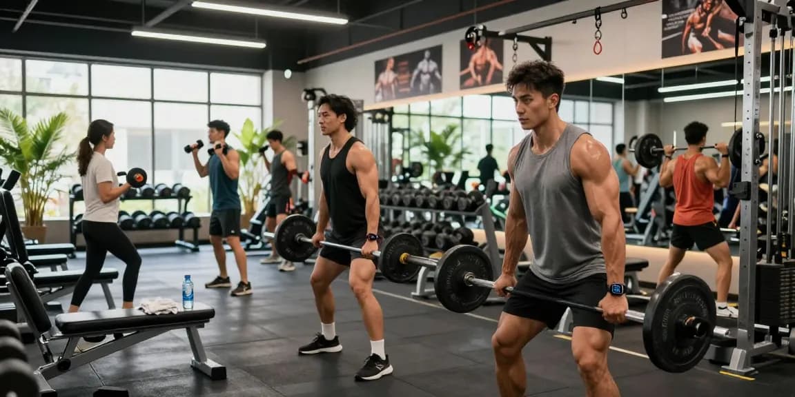 Kraftsportler, die hart in einem modernen Fitnessstudio trainieren und die Steroidshop-Kultur von Fitness und Leistung präsentieren.