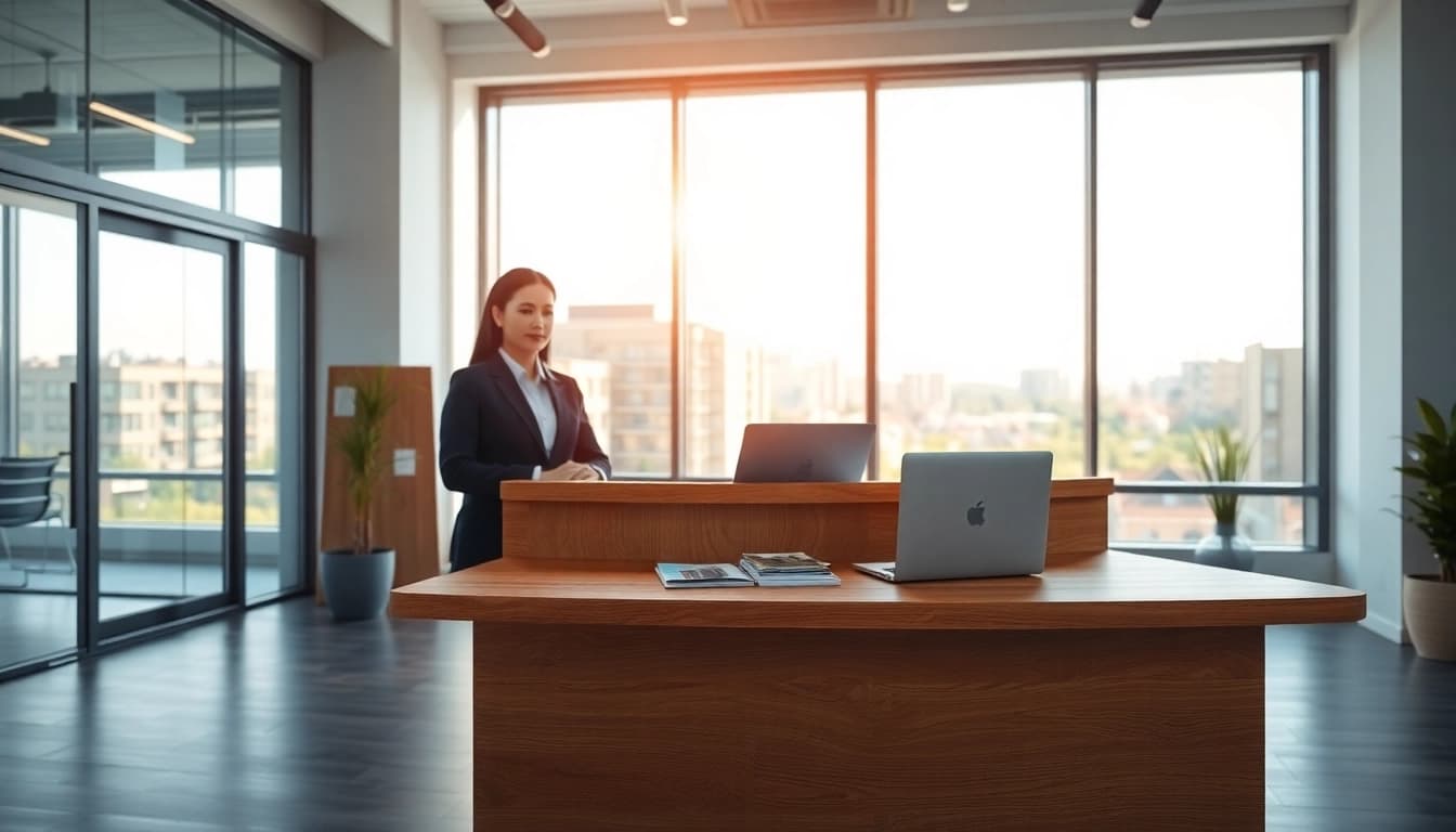 Immobilienmakler Frankfurt Sachsenhausen bei der Arbeit in einem modernen Büro.