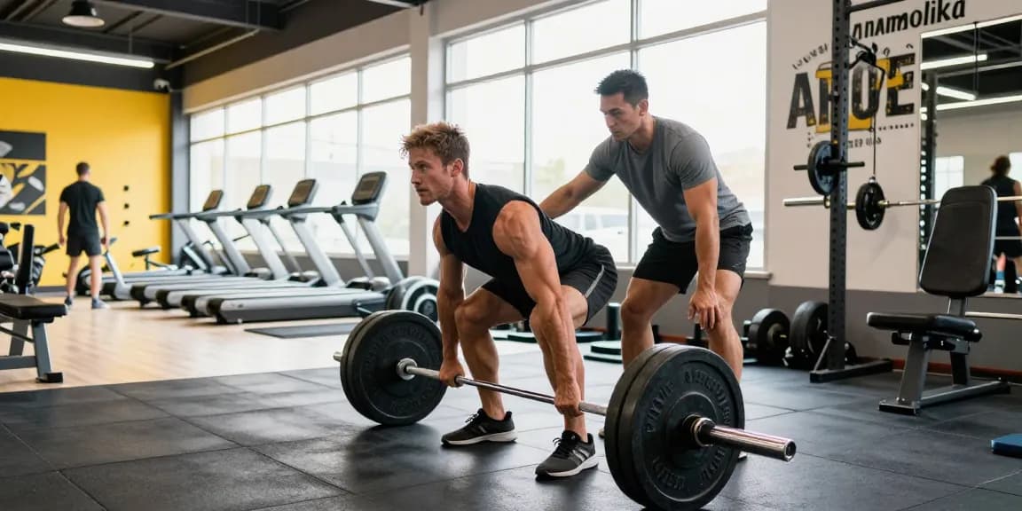 Bodybuilder lifting weights in a dynamic fitness scene, showcasing dedication and energy at the Anabolika Shop.