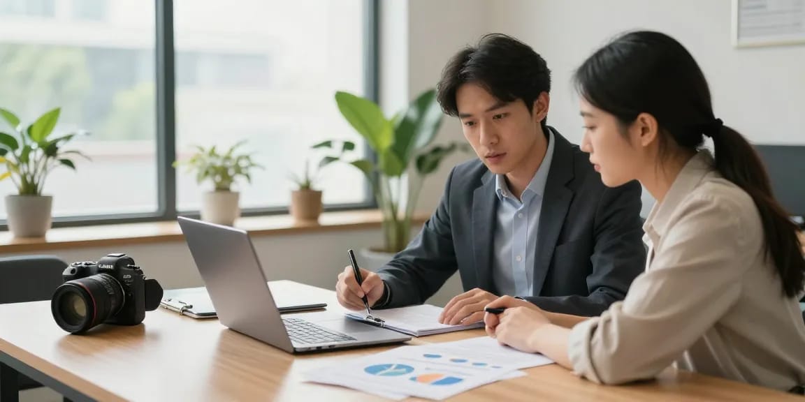 MPU Berater Hannover unterstützt einen Kunden in einem professionellen Büro mit Dokumenten und Diagrammen.
