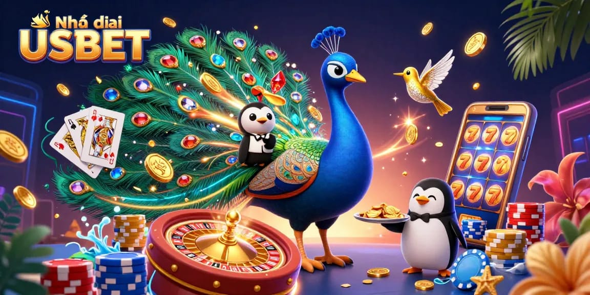 Experience thrills at Nhà cái USBET with a vibrant 3D casino scene showcasing unique gaming elements.