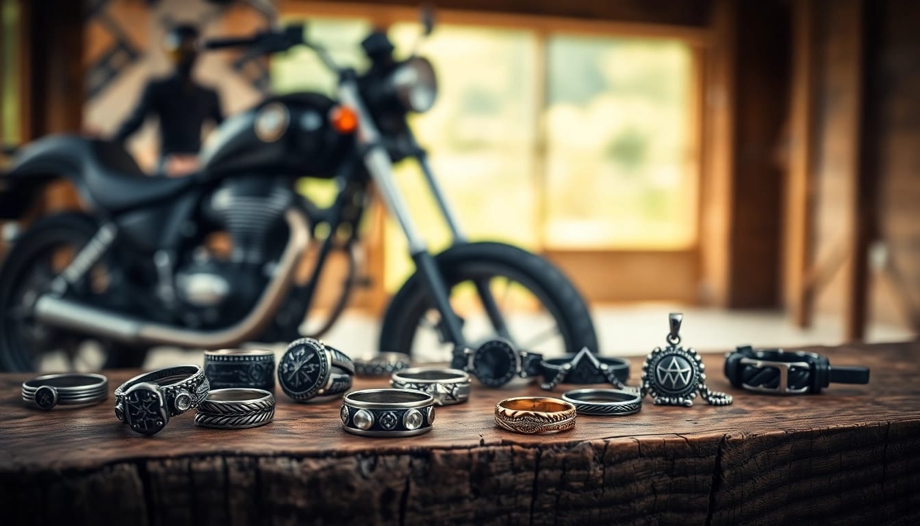 Bikerringshop bietet eine Auswahl an einzigartiger Biker-Juwelen mit dramatischem Hintergrund.