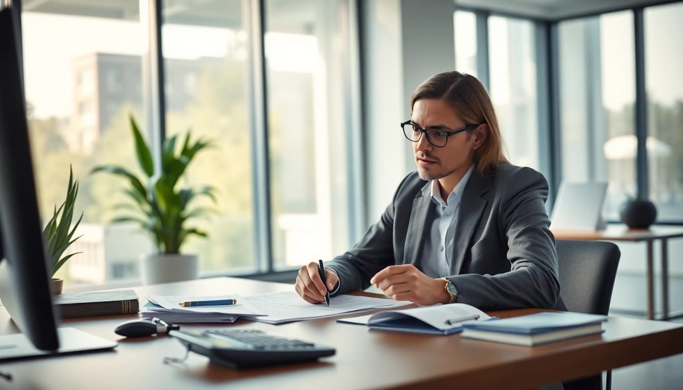 Finanzamt Schulden Beratung durch Finanzexperten in modernem Büro.