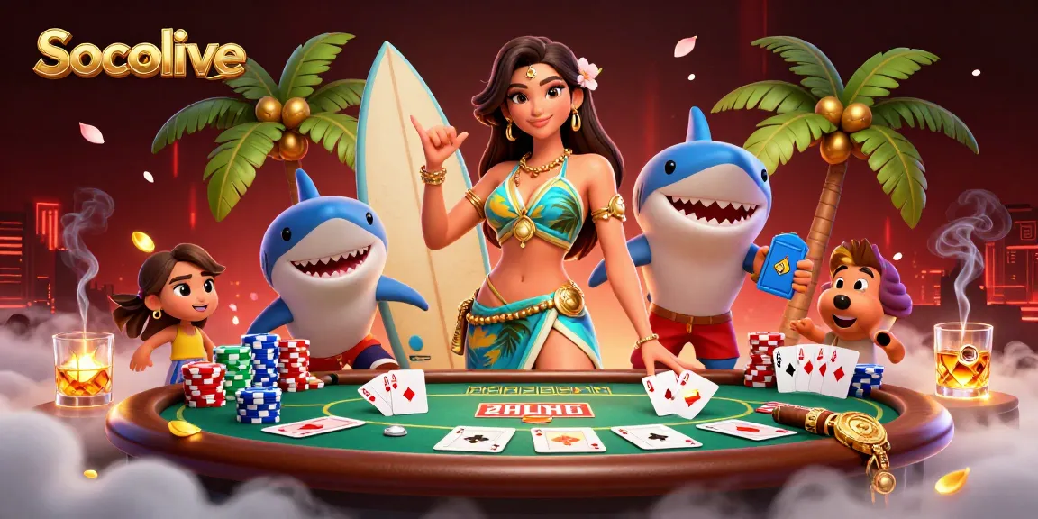 Socolive offers an immersive poker experience with glamorous characters and vibrant game elements.
