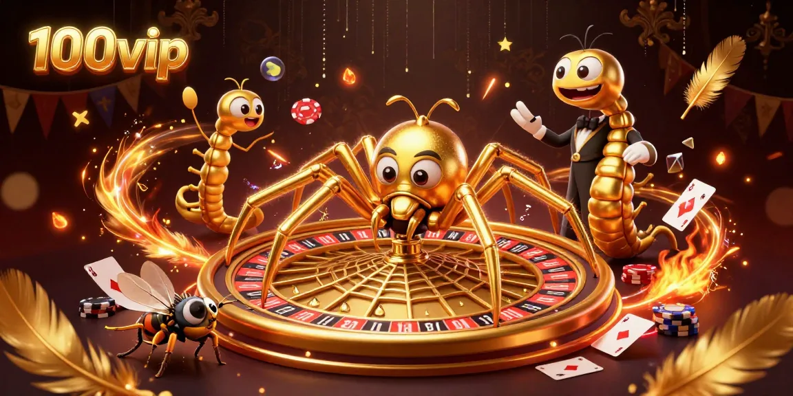 Experience thrilling bets at 100vip with a vibrant casino-themed illustration showcasing dynamic gaming elements.