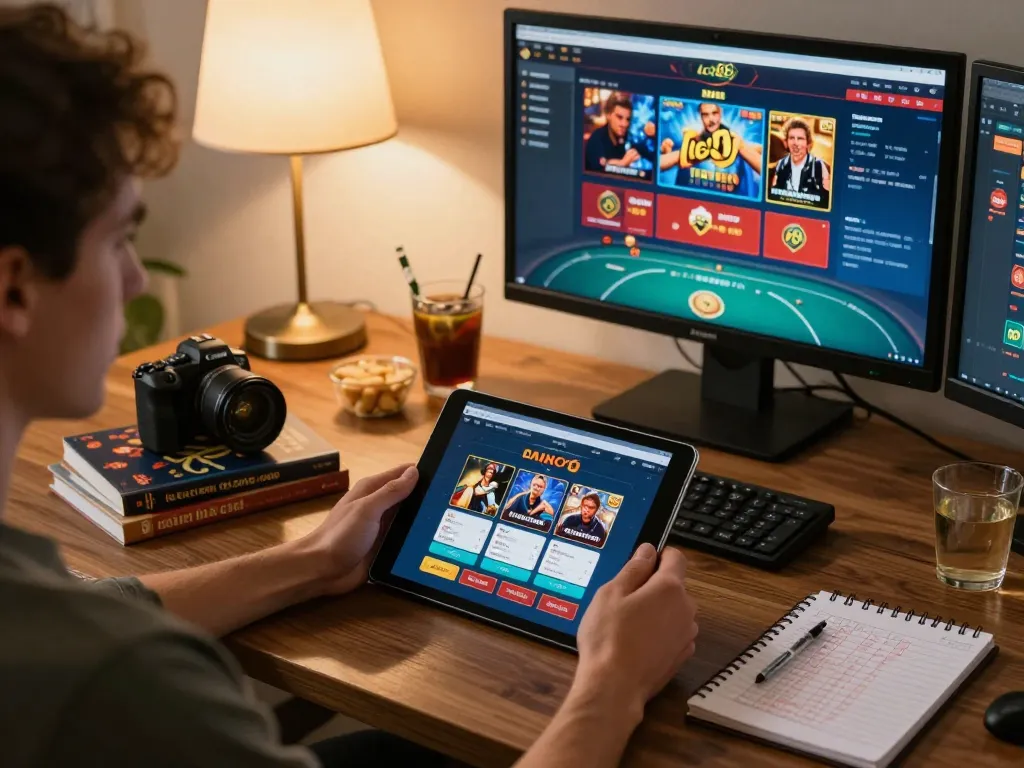 Experience exciting gameplay with lc88 on a tablet in a cozy home setting with strategy notes