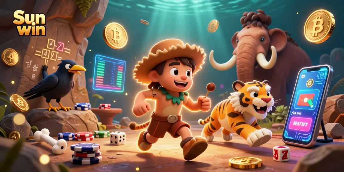 Engage in thrilling gameplay at Sun win, showcasing a vibrant 3D cartoon casino scene.