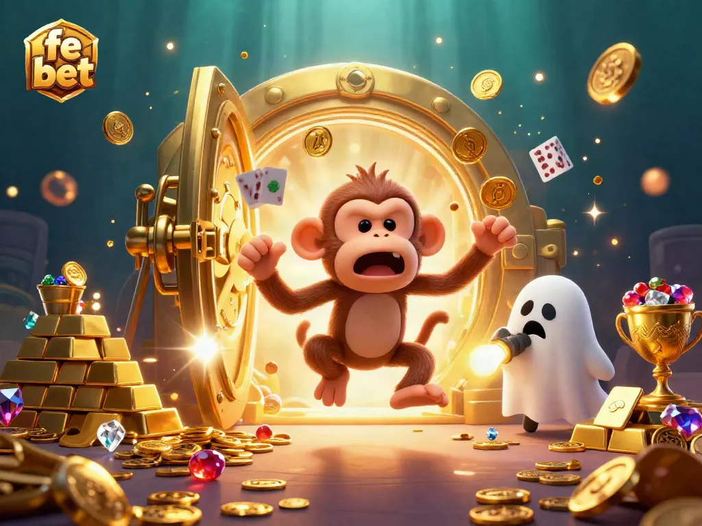 Experience the excitement of fe bet with this lively illustration of an online casino scene.