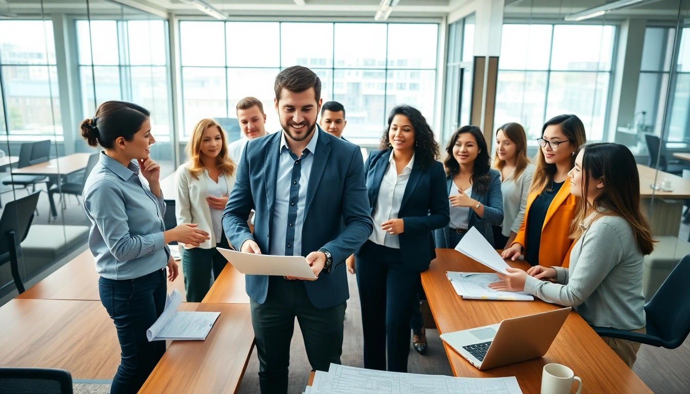 Headhunter Ingenieure in a professional office environment discussing career opportunities.