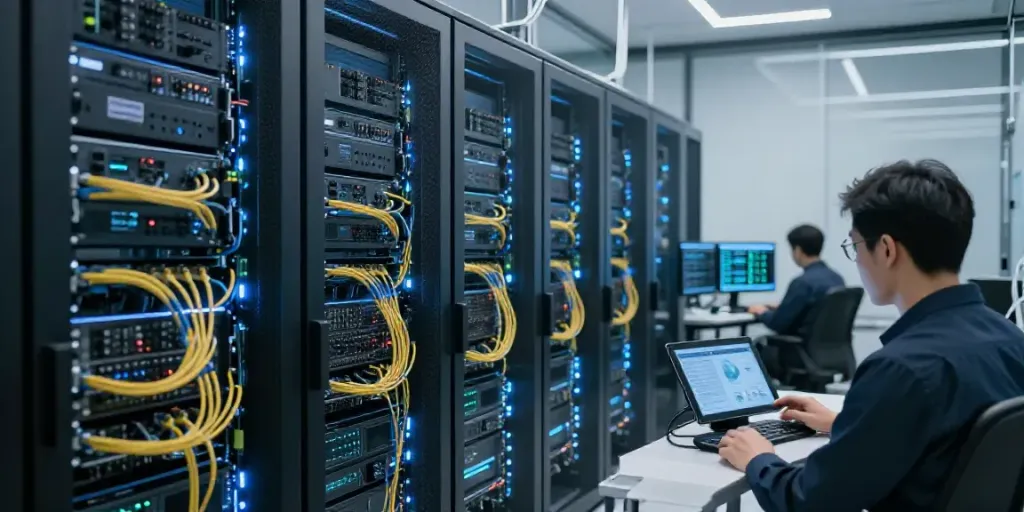 Gadget-Nachrichten über innovative Technologien und Cloud-Infrastruktur in einem modernen Rechenzentrum.
