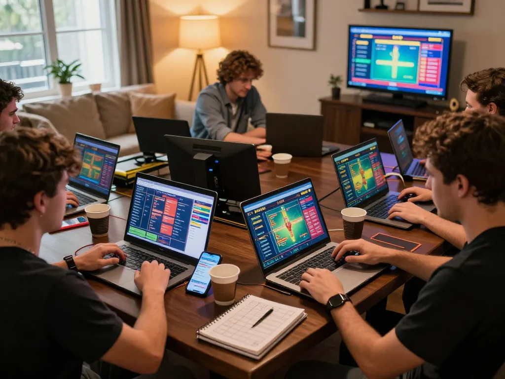 Players engage with LC88 online casino platforms, showcasing a cozy home gaming atmosphere.