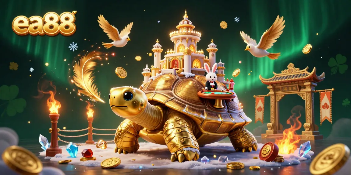 Bettors enjoy the vibrant and immersive scene of ea88, where a golden tortoise casino palace hosts exciting games led by a rabbit dealer.