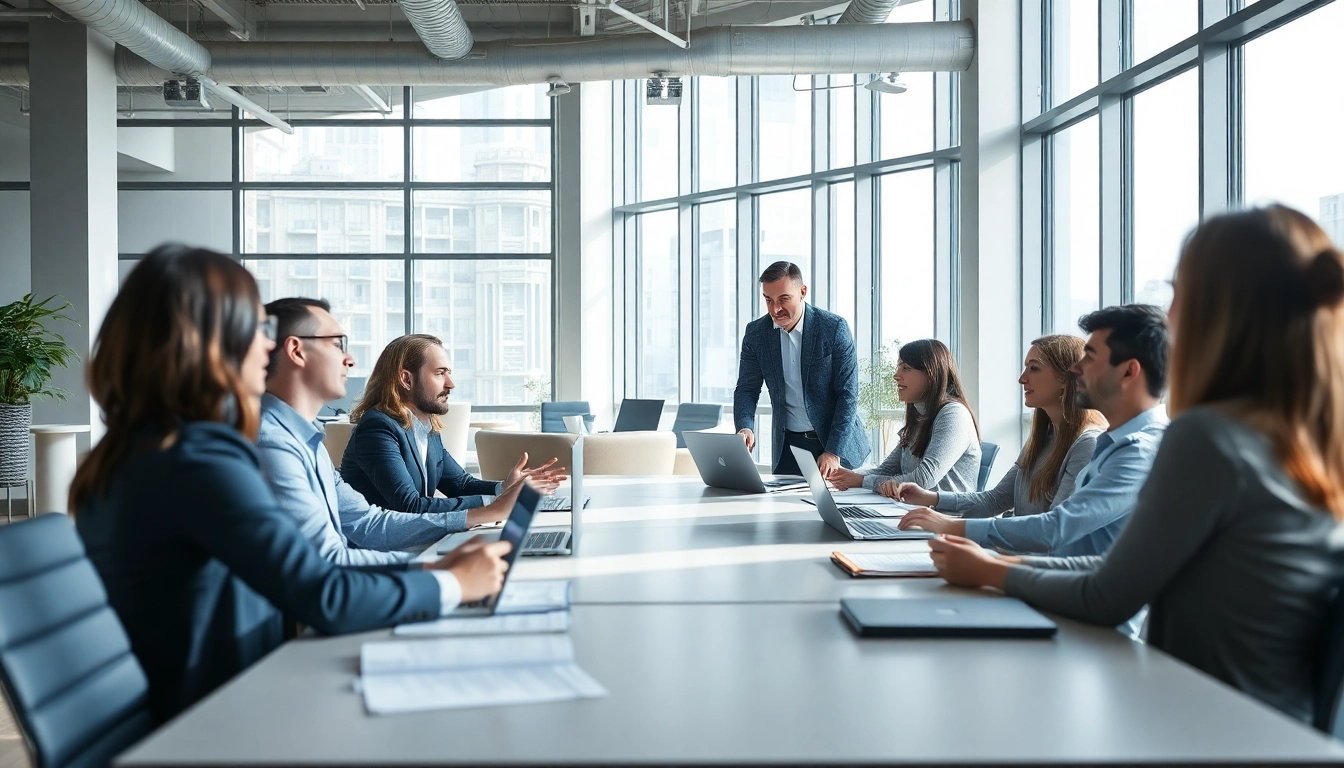 Headhunter Ingenieure beraten Ingenieure in einem modernen Büro über Karrieremöglichkeiten.