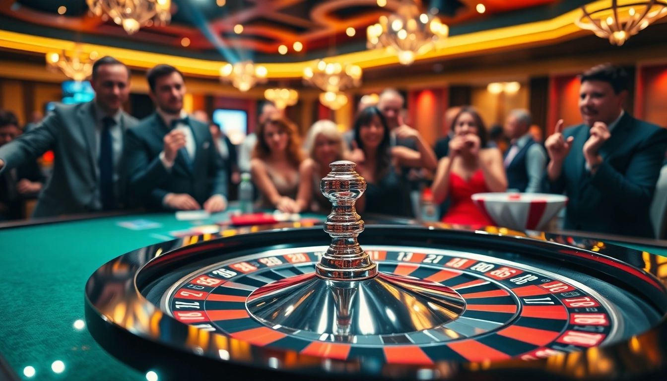 Spannende Atmosphäre beim Casinospielen.de am Roulette-Tisch mit enthusiastischen Spielern.