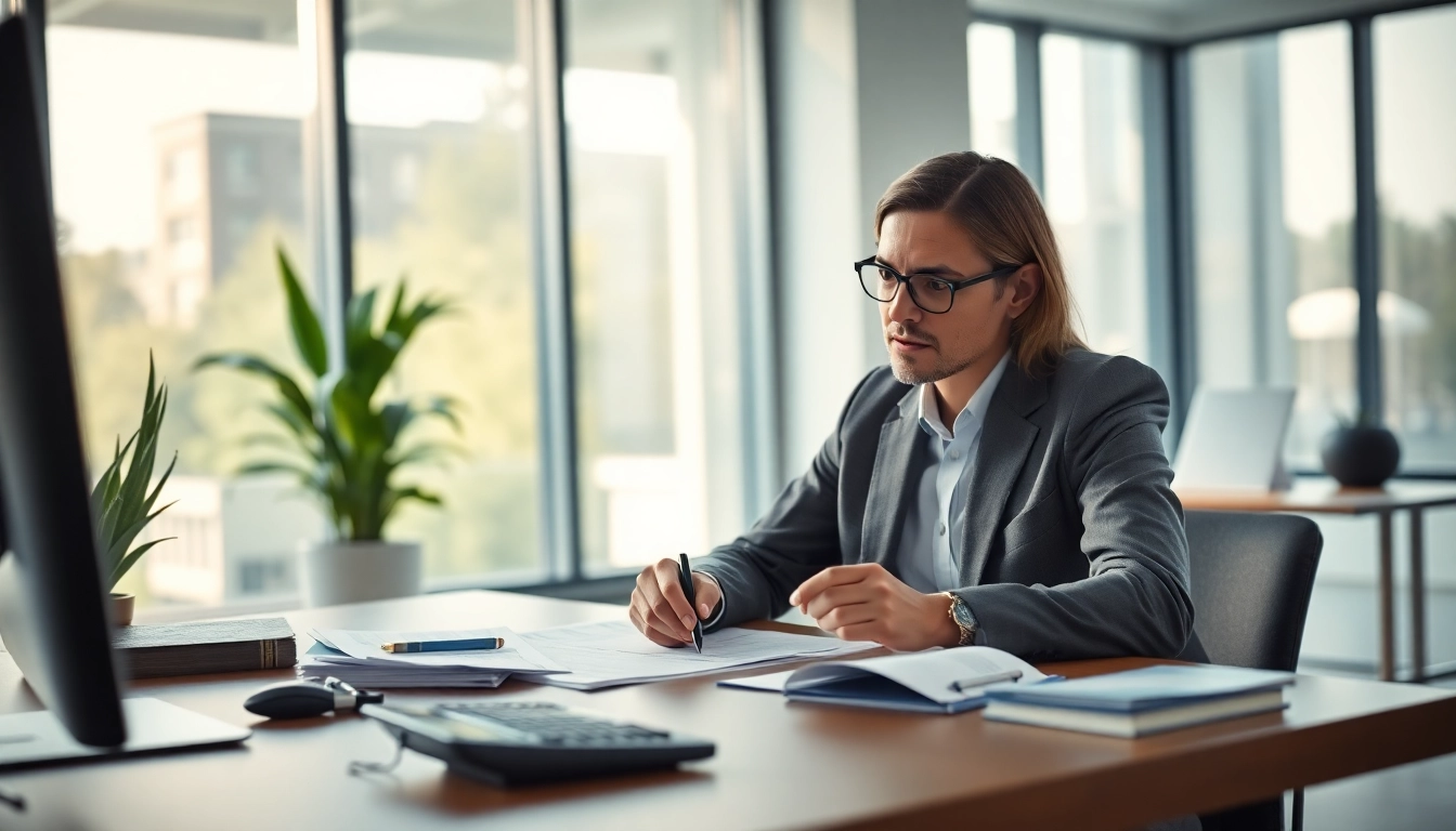 Finanzamt Schulden Beratung durch Finanzexperten in modernem Büro.
