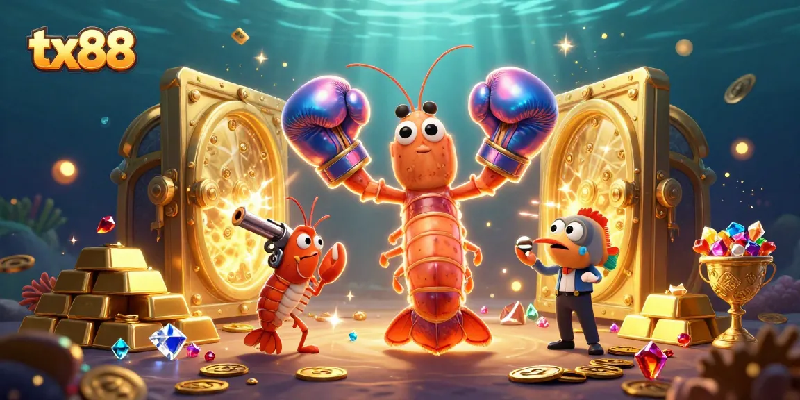 Experience exciting play at tx88 casino with vibrant characters and a treasure-filled backdrop.