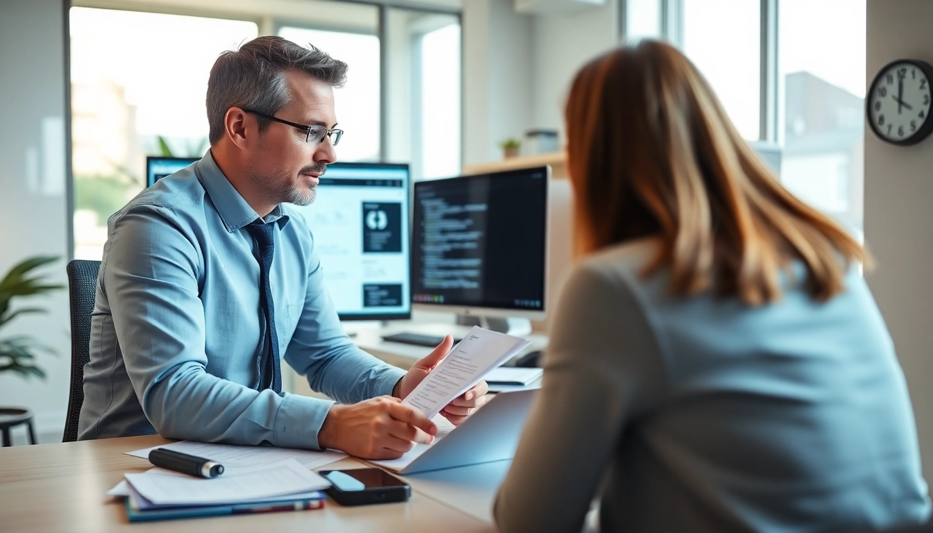 Headhunter IT interview creates engaging dynamics in a modern office.