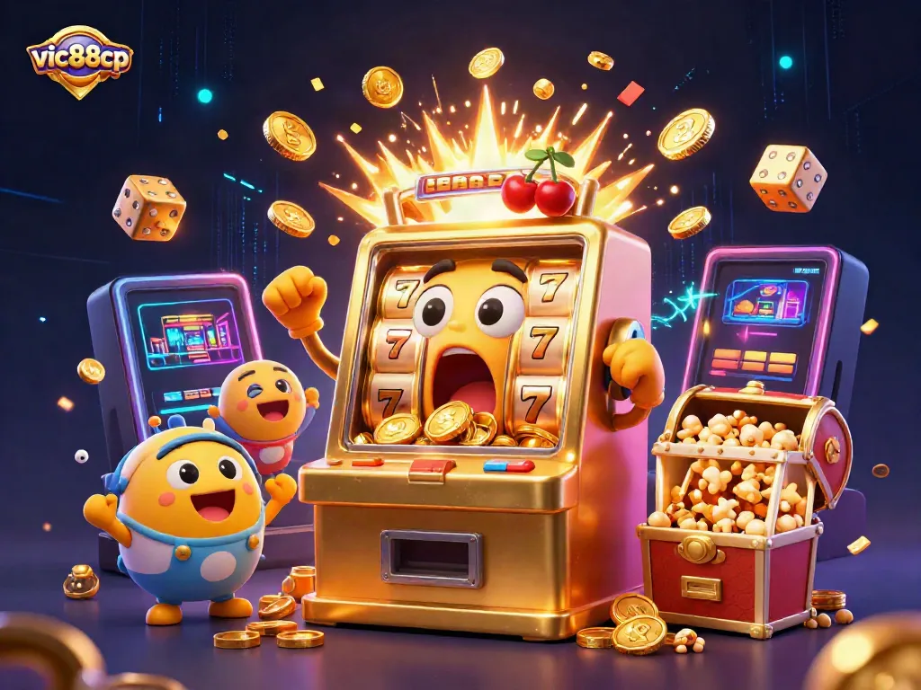 Celebrate wins with the vic88cp slot machine as coins burst forth, enriching your casino experience.