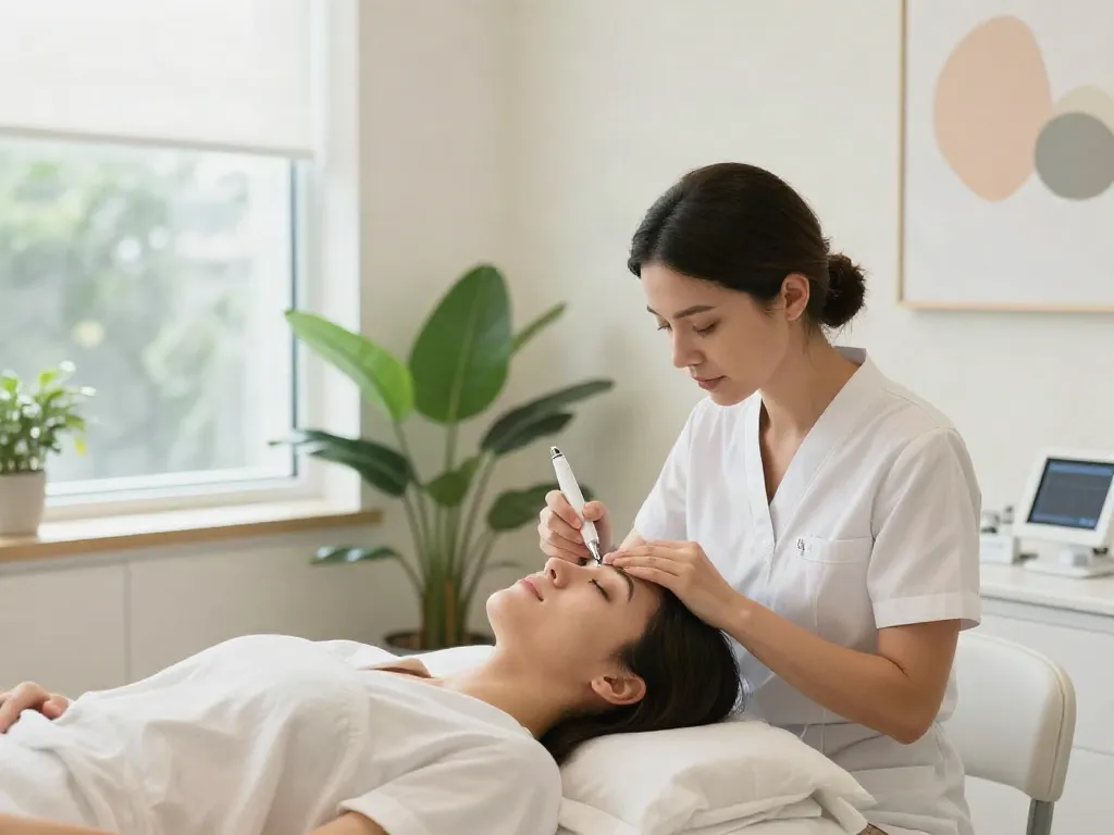 Augenringe entfernen in einem modernen Schönheitssalon mit freundlicher Behandlung.