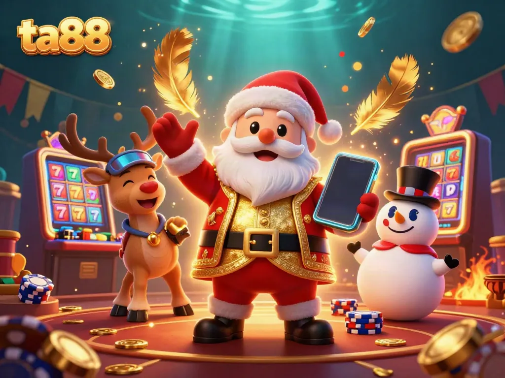 Engage with the excitement of ta88 as Santa and friends celebrate wins at a vibrant casino scene.