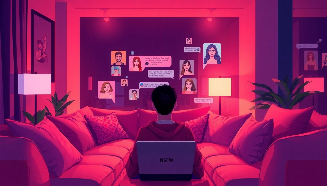Engaging in an interactive NSFW chat with AI characters in a cozy setting.