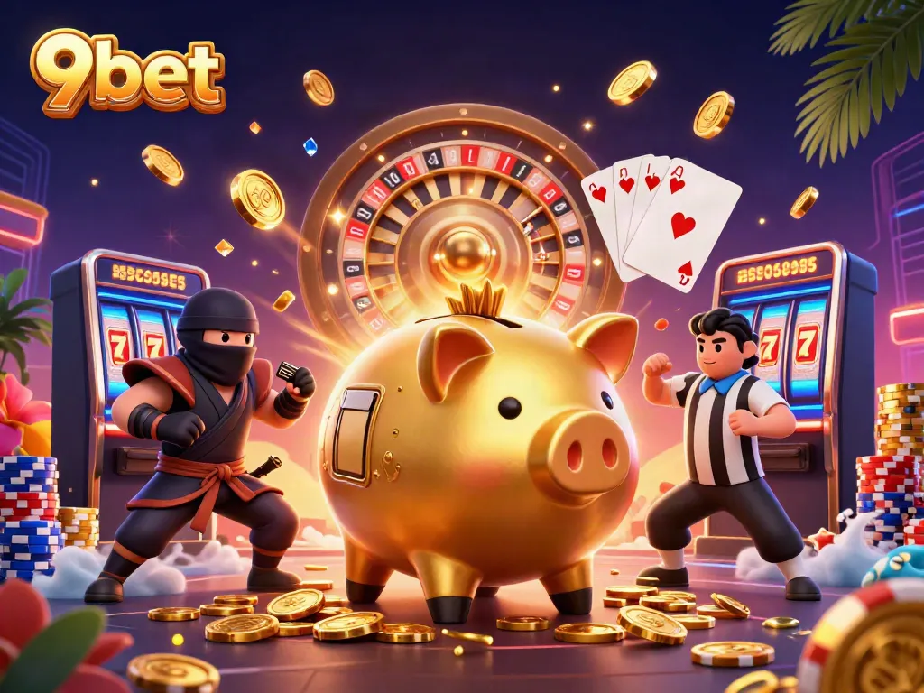Win big every day with 9bet's lively casino scene featuring action-packed characters.