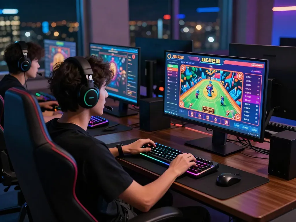 GEM88 online gaming scene showing an excited player engaging in vibrant casino games on https://gem88.bz/ with modern gaming setup.